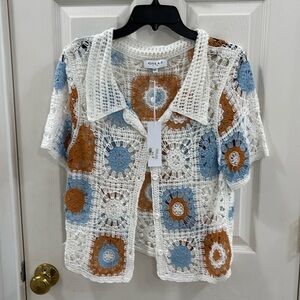 Gilli Cardigan crochet block.